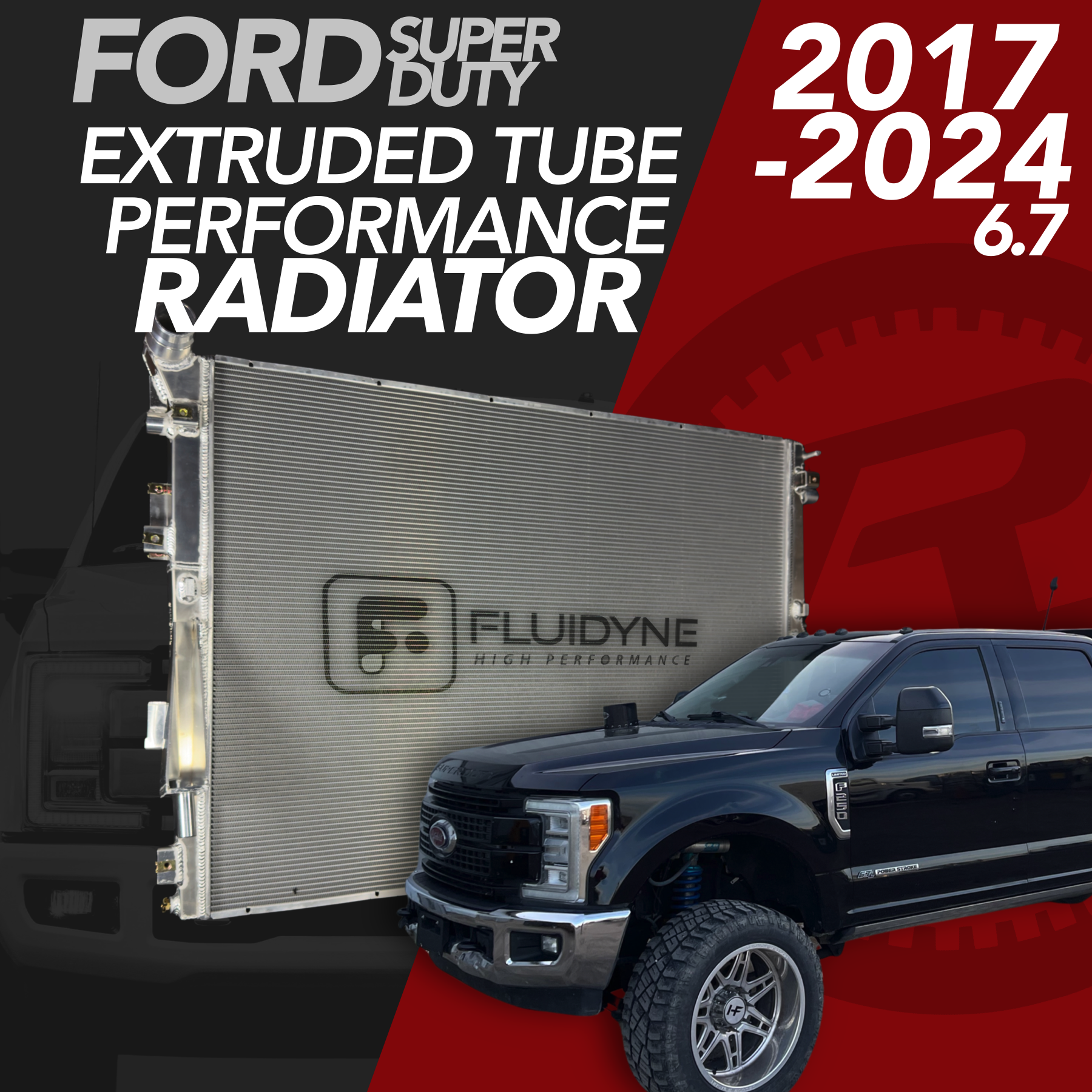2017-2024 Ford 6.7L F250 F350, F450 Powerstroke Diesel 4 Row Extruded Tube Aluminum Radiator